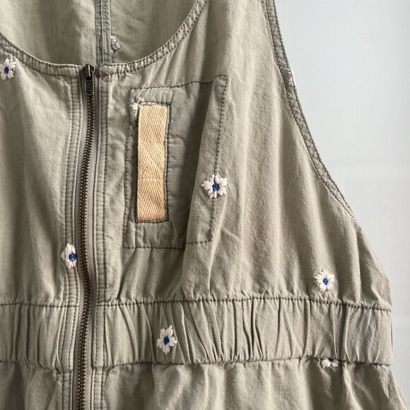 Anthropologie Pilcro Dessa Green And Daisy Overalls Romper Embroidered Large - Picture 5 of 11